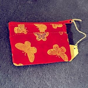 Leather butterfly print coin purse